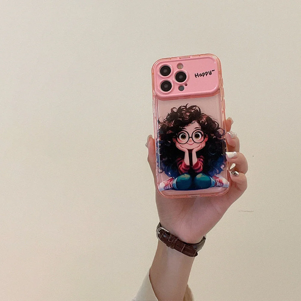 Cartoon Geek Girl Mirror iPhone Case - Image 4