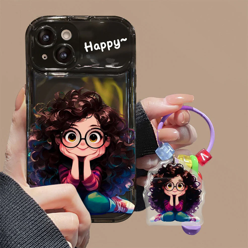 Cartoon Geek Girl Mirror iPhone Case - Image 6