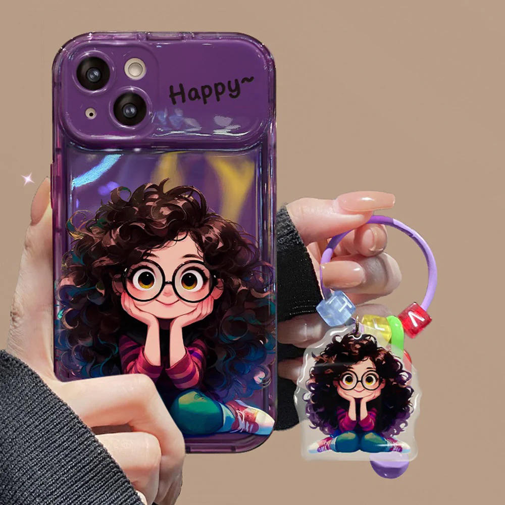Cartoon Geek Girl Mirror iPhone Case - Image 7