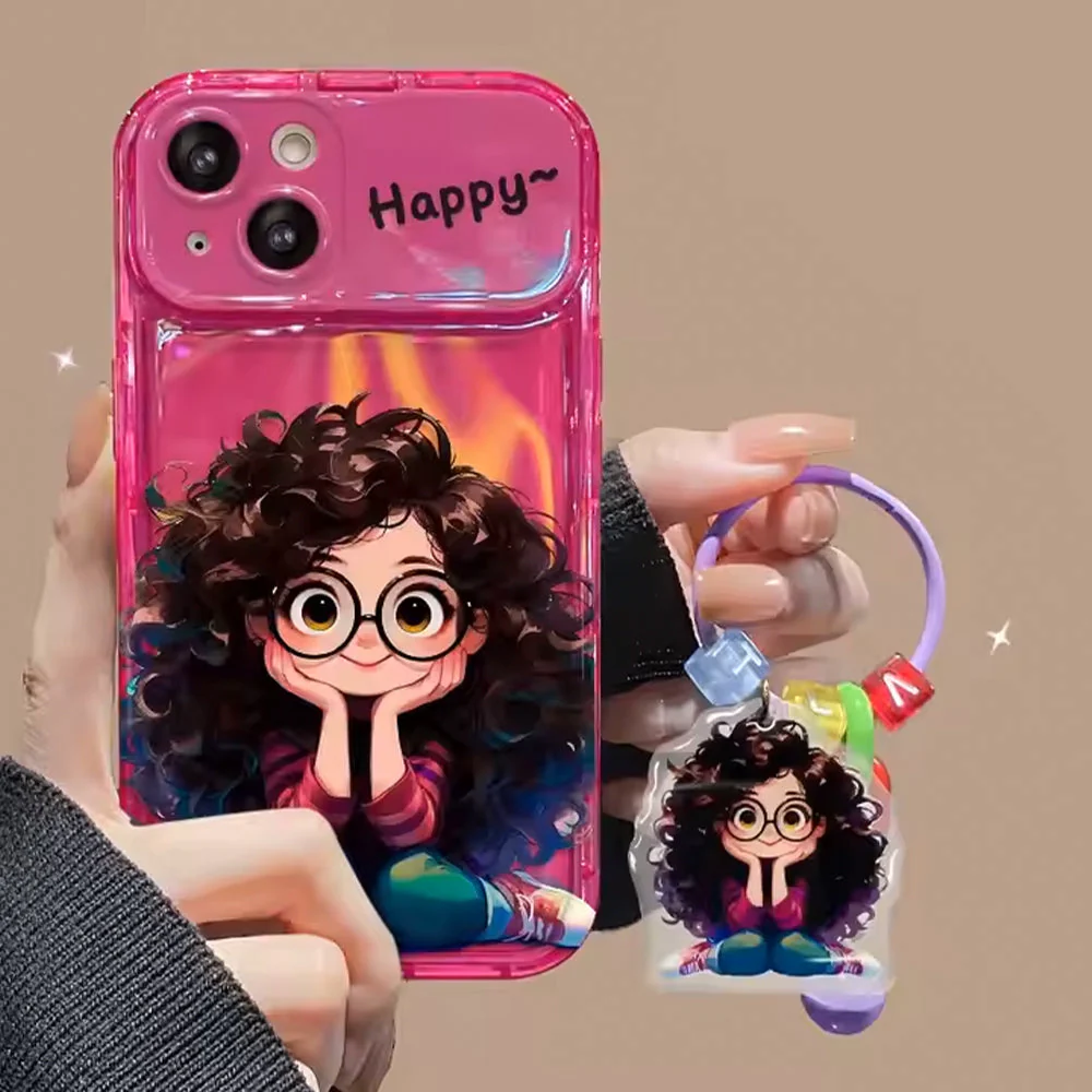Cartoon Geek Girl Mirror iPhone Case - Image 8