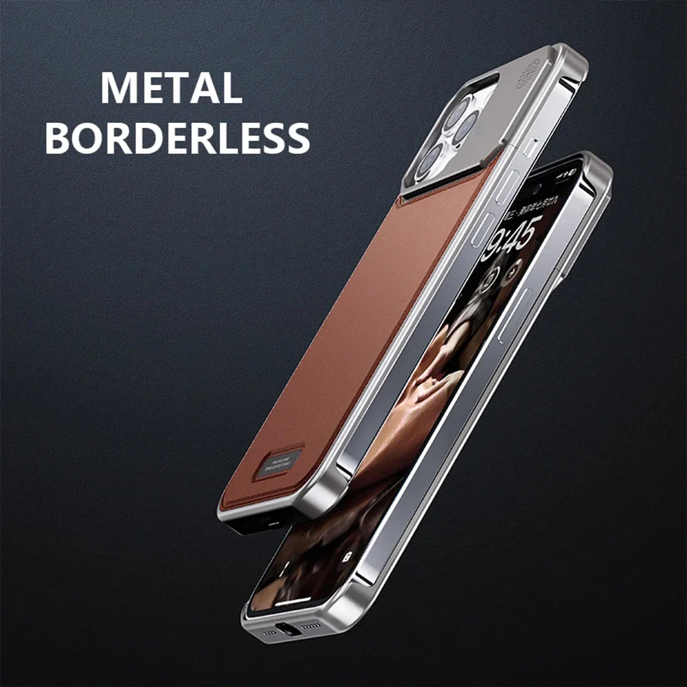 Luxury Leather Metal iPhone Case - Image 3