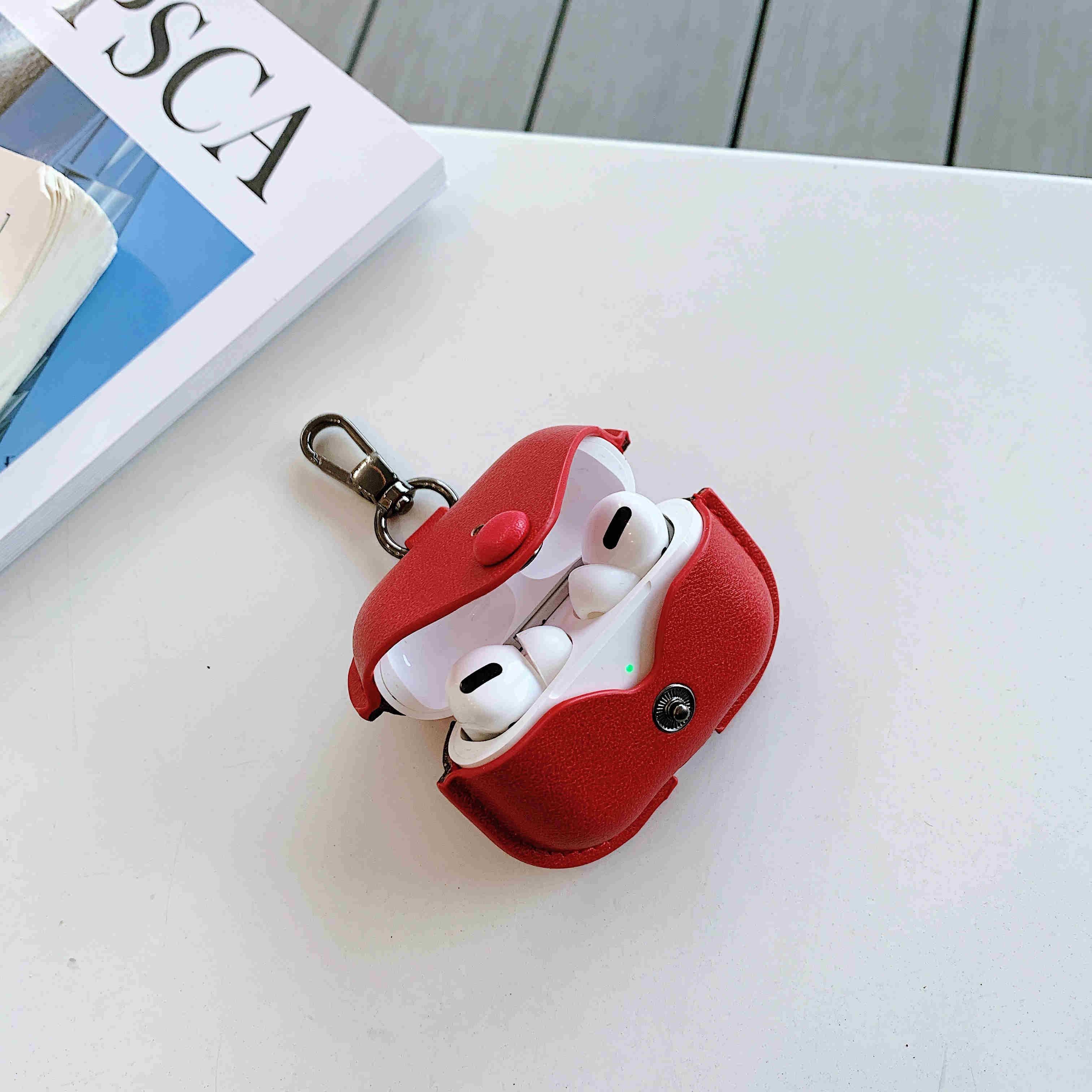 Button Leather Apple AirPods Cover - Image 3