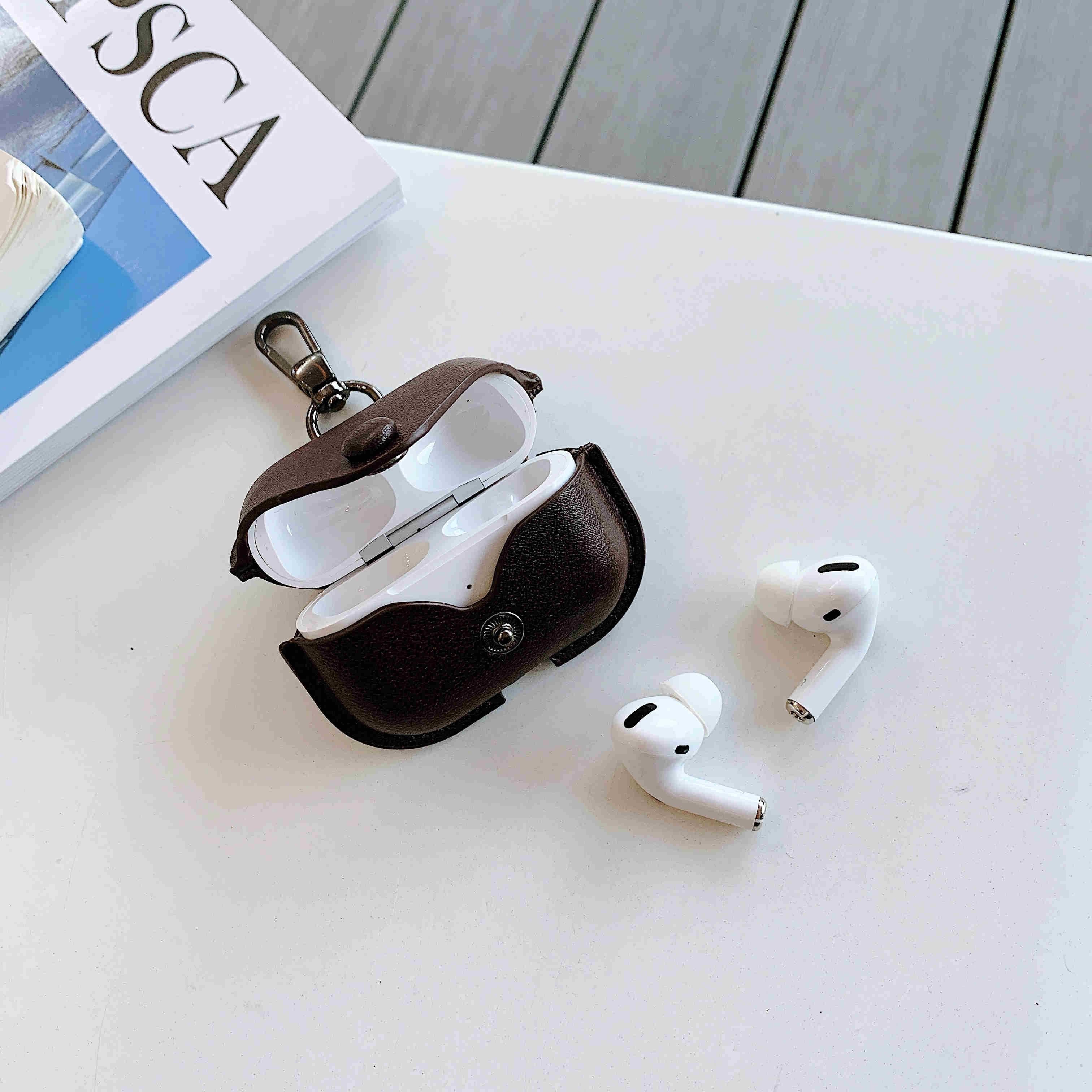Button Leather Apple AirPods Cover - Image 5